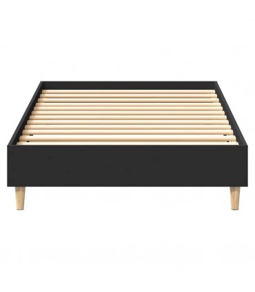 vidaXL Bed Frame No Mattress Black 90x200 cm Engineered Wood — Size: 90 x 200 cm