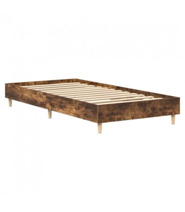 vidaXL Bed Frame No Mattress Smoked Oak 75x190 cm Small Single Engineered Wood — Size: 75 x 190 cm