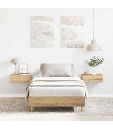 vidaXL Bed Frame No Mattress Artisan Oak 90x200 cm Engineered Wood — Colour: artisian oak, Size: 90 x 200 cm