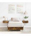 vidaXL Bed Frame No Mattress Smoked Oak 90x200 cm Engineered Wood — Size: 90 x 200 cm