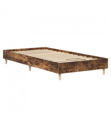 vidaXL Bed Frame No Mattress Smoked Oak 90x200 cm Engineered Wood — Size: 90 x 200 cm