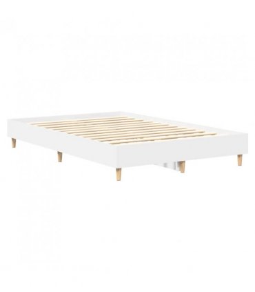 vidaXL Bed Frame No Mattress White 120x200 cm Engineered Wood — Size: 120 x 200 cm