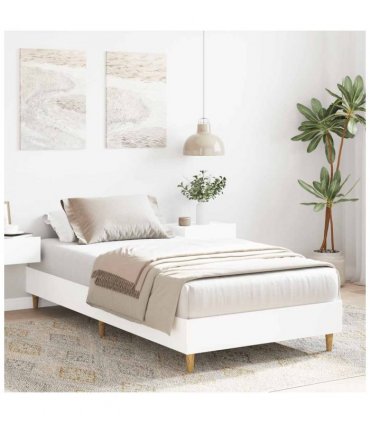 vidaXL Bed Frame No Mattress White 90x200 cm Engineered Wood — Size: 90 x 200 cm