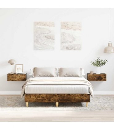vidaXL Bed Frame No Mattress Smoked Oak 120x190 cm Small Double Engineered Wood — Size: 120 x 190 cm