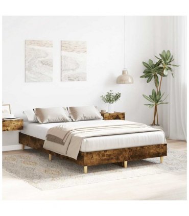 vidaXL Bed Frame No Mattress Smoked Oak 120x190 cm Small Double Engineered Wood — Size: 120 x 190 cm