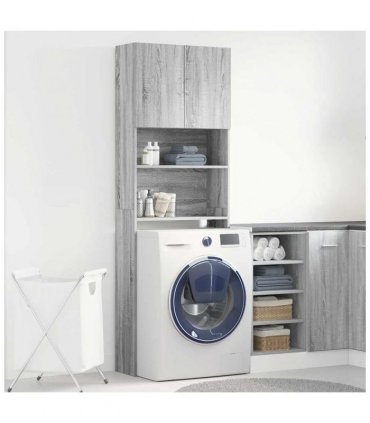 vidaXL Washing Machine Cabinet Grey Sonoma 64x24x190 cm Engineered Wood