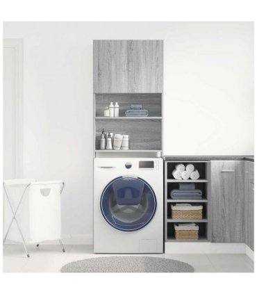 vidaXL Washing Machine Cabinet Grey Sonoma 64x24x190 cm Engineered Wood