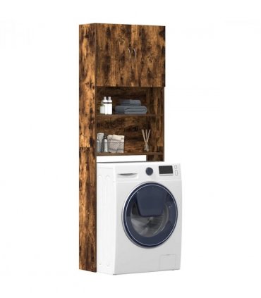 vidaXL Washing Machine Cabinet Smoked Oak 64x24x190 cm Engineered Wood