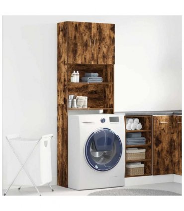 vidaXL Washing Machine Cabinet Smoked Oak 64x24x190 cm Engineered Wood