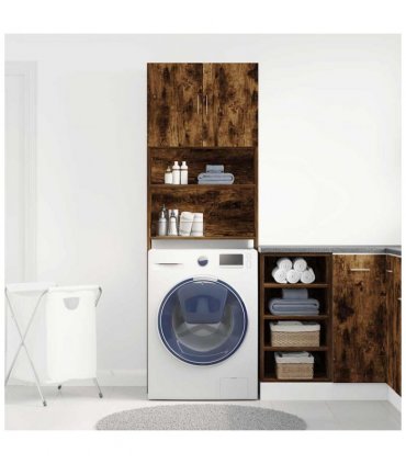 vidaXL Washing Machine Cabinet Smoked Oak 64x24x190 cm Engineered Wood