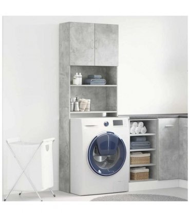 vidaXL Washing Machine Cabinet Concrete Grey 64x24x190 cm Engineered Wood