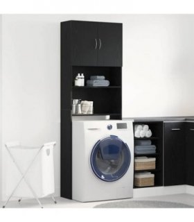 vidaXL Washing Machine Cabinet Black Oak 64x24x190 cm Engineered Wood