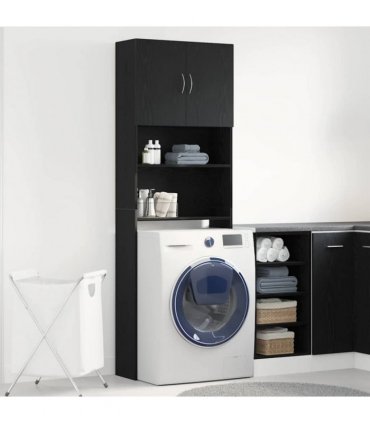 vidaXL Washing Machine Cabinet Black Oak 64x24x190 cm Engineered Wood