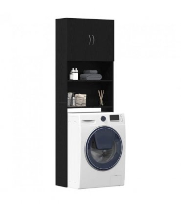 vidaXL Washing Machine Cabinet Black Oak 64x24x190 cm Engineered Wood