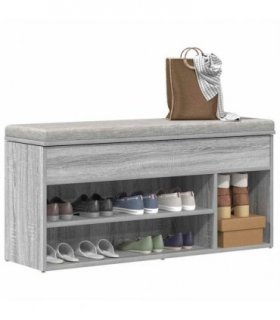 vidaXL Shoe Bench Grey Sonoma 102x30.5x45 cm Engineered Wood