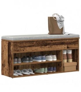 vidaXL Shoe Bench Old Wood 102x30.5x45 cm Engineered Wood