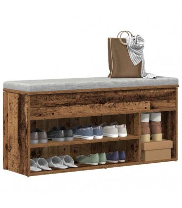 vidaXL Shoe Bench Old Wood 102x30.5x45 cm Engineered Wood