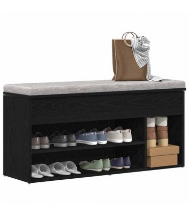 vidaXL Shoe Bench Black Oak 102x30.5x45 cm Engineered Wood