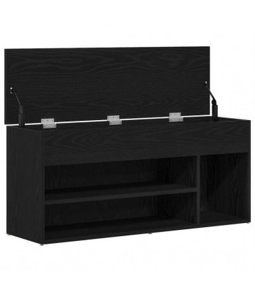 vidaXL Shoe Bench Black Oak 102x30.5x45 cm Engineered Wood