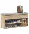 vidaXL Shoe Bench Sonoma Oak 102x30.5x45 cm Engineered Wood