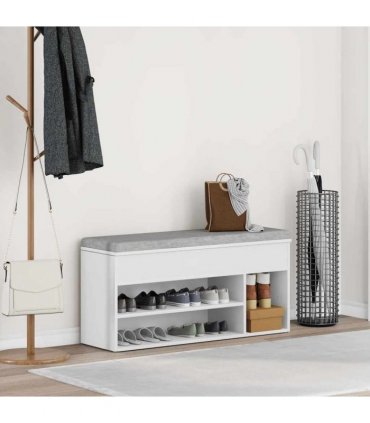 vidaXL Shoe Bench White 102x30.5x45 cm Engineered Wood
