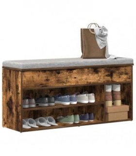 vidaXL Shoe Bench Smoked Oak 102x30.5x45 cm Engineered Wood