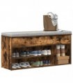 vidaXL Shoe Bench Smoked Oak 102x30.5x45 cm Engineered Wood