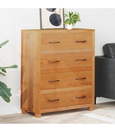 vidaXL Cabinet with Drawer Brown 80 x 35 x 95 cm Solid Oak Wood — Model: Cabinet (with 4 drawers)