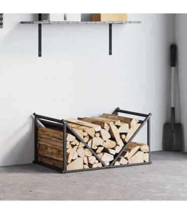vidaXL Firewood Rack Black 70x43x34.5 cm Cold-rolled steel