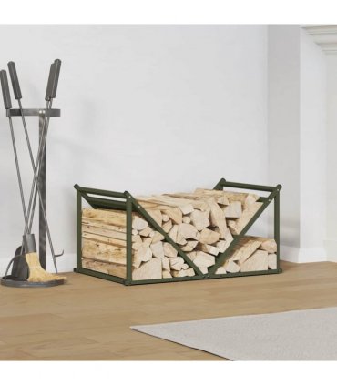 vidaXL Firewood Rack Olive Green 70x43x34.5 cm Cold-rolled steel
