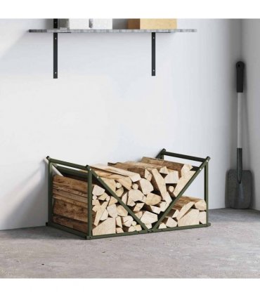 vidaXL Firewood Rack Olive Green 70x43x34.5 cm Cold-rolled steel