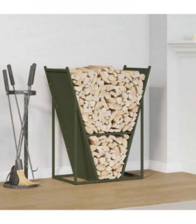 vidaXL Firewood Rack Olive Green 69.5x35x81 cm Cold-rolled steel