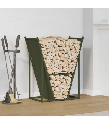 vidaXL Firewood Rack Olive Green 69.5x35x81 cm Cold-rolled steel