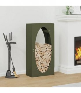 vidaXL Firewood Rack Olive Green 50x23x100 cm Cold-rolled steel