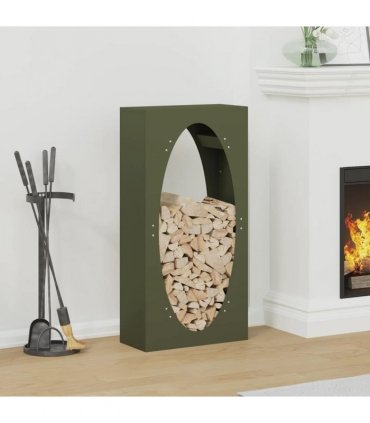 vidaXL Firewood Rack Olive Green 50x23x100 cm Cold-rolled steel