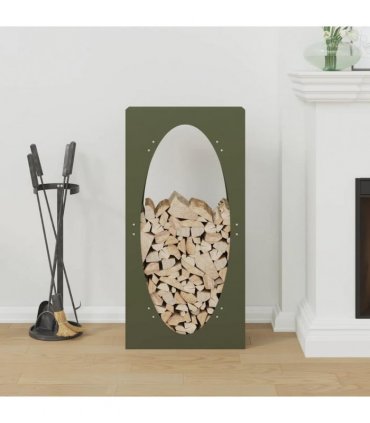 vidaXL Firewood Rack Olive Green 50x23x100 cm Cold-rolled steel