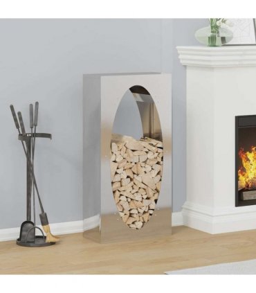 vidaXL Firewood Rack 50x23x100 cm Stainless Steel