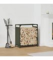 vidaXL Firewood Rack Olive Green 60x28x65 cm Cold-rolled steel — Size: 60 x 28 x 65 cm