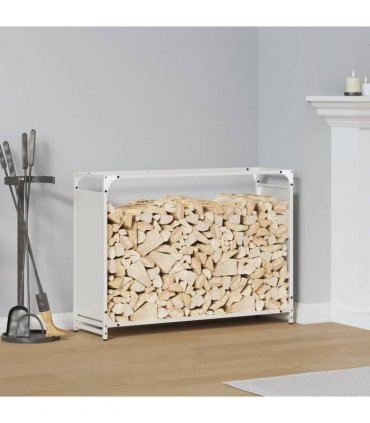 vidaXL Firewood Rack White 90x28x65 cm Cold-rolled steel — Size: 90 x 28 x 65 cm