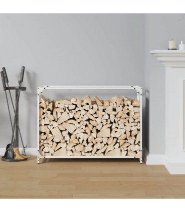 vidaXL Firewood Rack White 90x28x65 cm Cold-rolled steel — Size: 90 x 28 x 65 cm