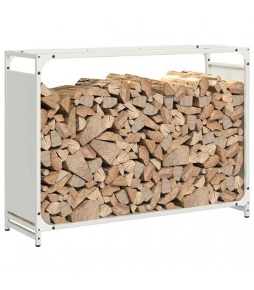 vidaXL Firewood Rack White 90x28x65 cm Cold-rolled steel — Size: 90 x 28 x 65 cm