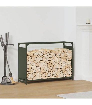 vidaXL Firewood Rack Olive Green 90x28x65 cm Cold-rolled steel — Size: 90 x 28 x 65 cm