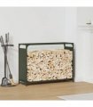 vidaXL Firewood Rack Olive Green 90x28x65 cm Cold-rolled steel — Size: 90 x 28 x 65 cm