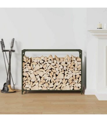 vidaXL Firewood Rack Olive Green 90x28x65 cm Cold-rolled steel — Size: 90 x 28 x 65 cm