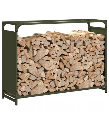 vidaXL Firewood Rack Olive Green 90x28x65 cm Cold-rolled steel — Size: 90 x 28 x 65 cm