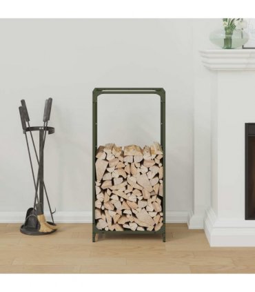 vidaXL Firewood Rack Olive Green 44x28x90 cm Cold-rolled steel — Size: 44 x 28 x 90 cm