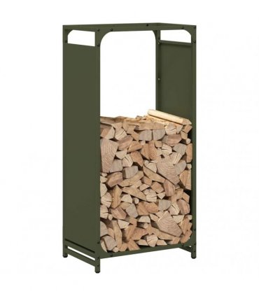 vidaXL Firewood Rack Olive Green 44x28x90 cm Cold-rolled steel — Size: 44 x 28 x 90 cm