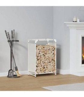 vidaXL Firewood Rack White 44x28x65 cm Cold-rolled steel — Size: 44 x 28 x 65 cm