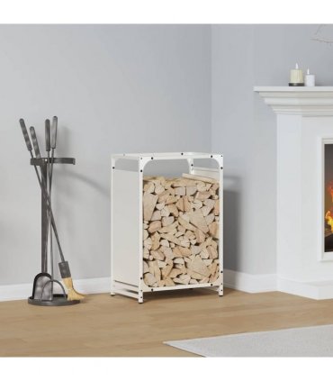 vidaXL Firewood Rack White 44x28x65 cm Cold-rolled steel — Size: 44 x 28 x 65 cm
