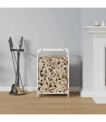 vidaXL Firewood Rack White 44x28x65 cm Cold-rolled steel — Size: 44 x 28 x 65 cm